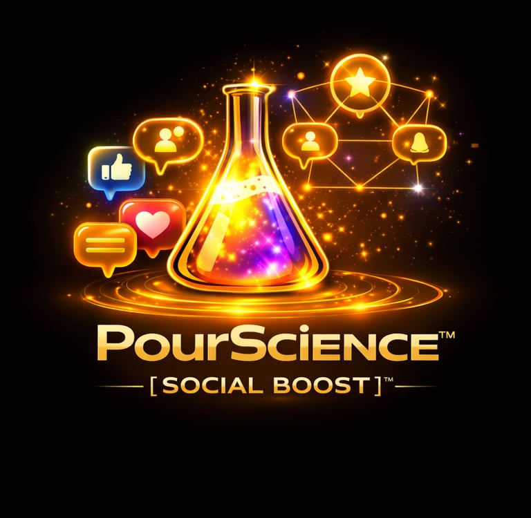 Pour Science Social Boost tool showing how engagement signals increase brand visibility