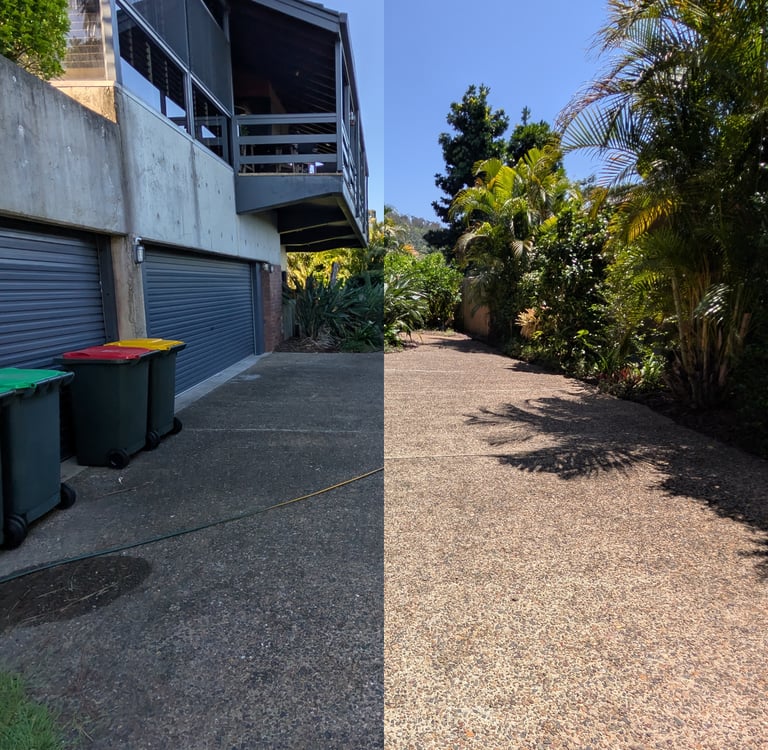 Driveway Pressure Cleaning Before and After in Brisbane