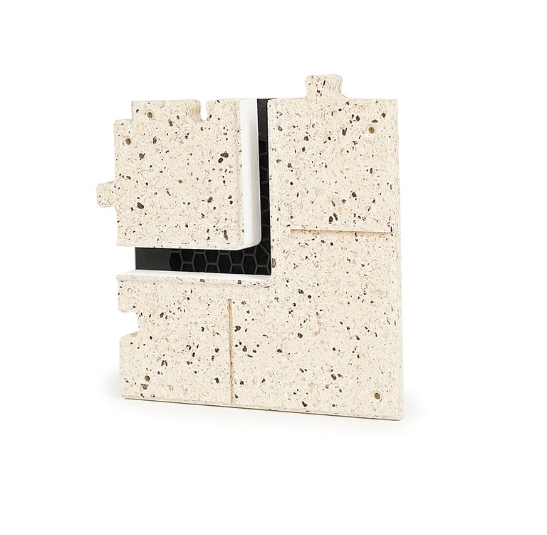 ERGOVENT LINEO PRO PUZZLE 1-slot 20mm 90-degree corner moulage front view showing slot and puzzle lock edges