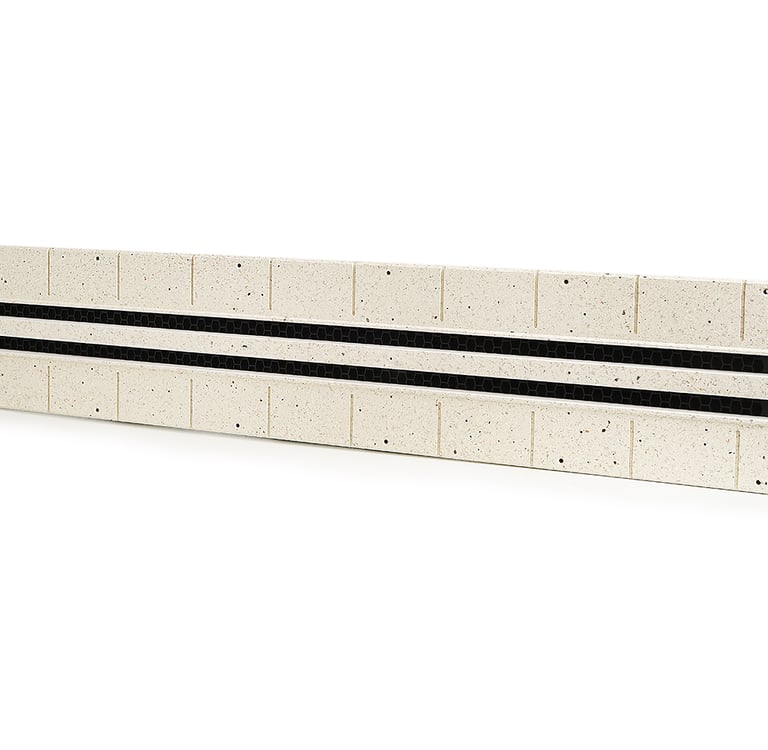 ERGOVENT LINEO PRO PUZZLE 2-slot moulage 20x1050mm angled view showing dual slot grilles and puzzle lock edges
