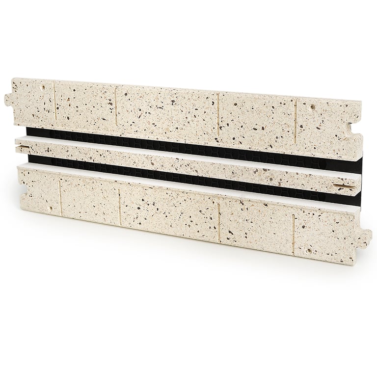 ERGOVENT LINEO PRO PUZZLE 2-slot moulage 20x500mm front view showing dual slot grilles and puzzle lock edges