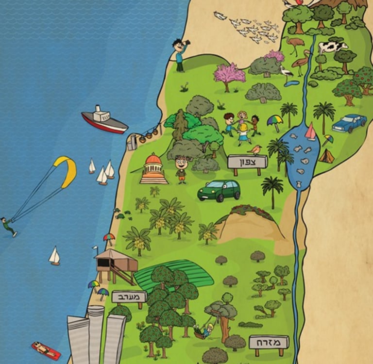 מפה מאויירת של ישראל