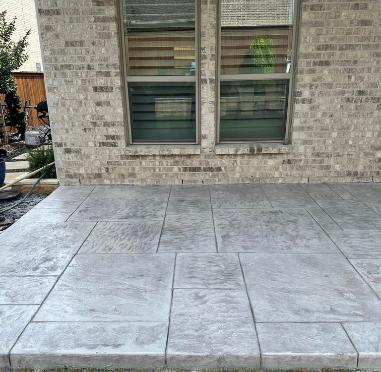 Glossy Stamped Concrete Floor Gray
