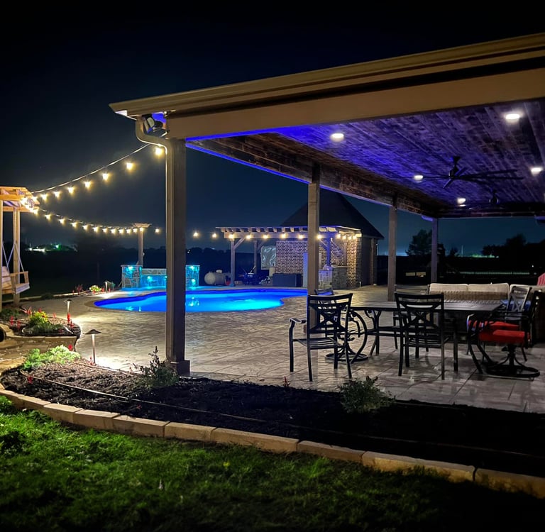 Outdoor Living Space at Night