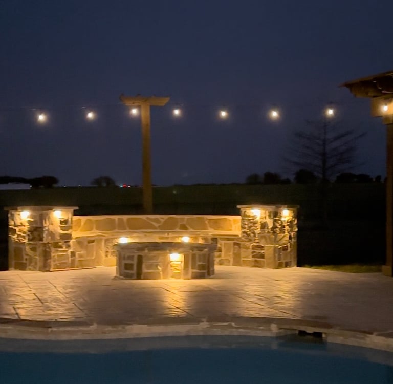 Outdoor Living Space with Lights