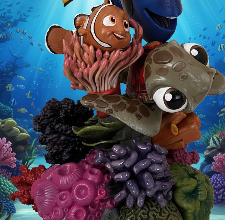 Disney's Finding Nemo and Dory large colourful ocean themed figurine