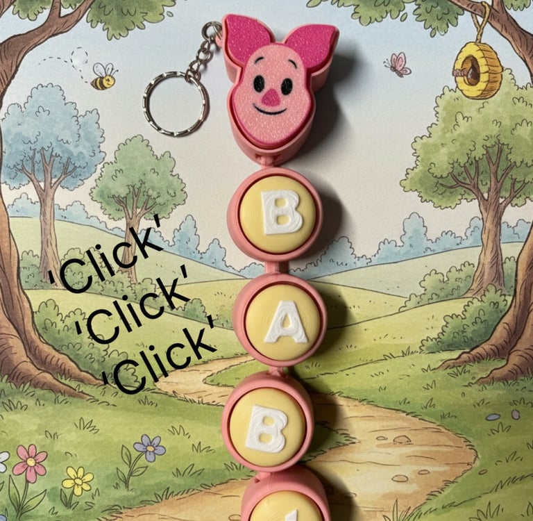 piglet fidget clicker keychain