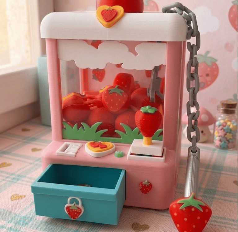 mini desktop strawberry inspired claw machine