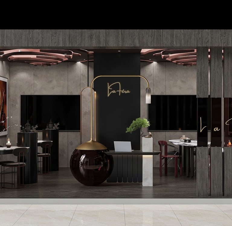 Güncel yorum yaklaşımıyla tasarlanan fuar standı.