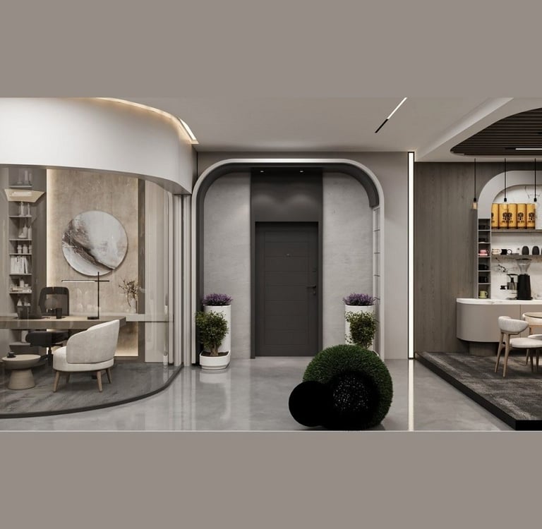 Antalya Park Royal Residences satış ofisi genel alan iç mimari tasarımı-La Féra Interior Design