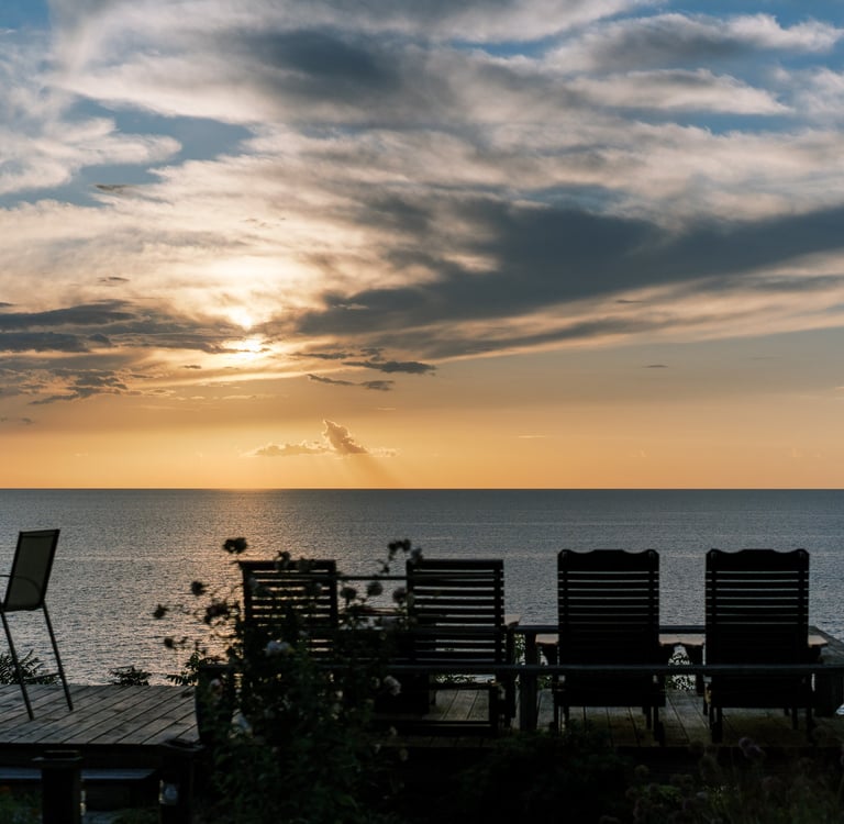 Sunset over Lake Michigan from the South Cliff Inn's Sunset Deck