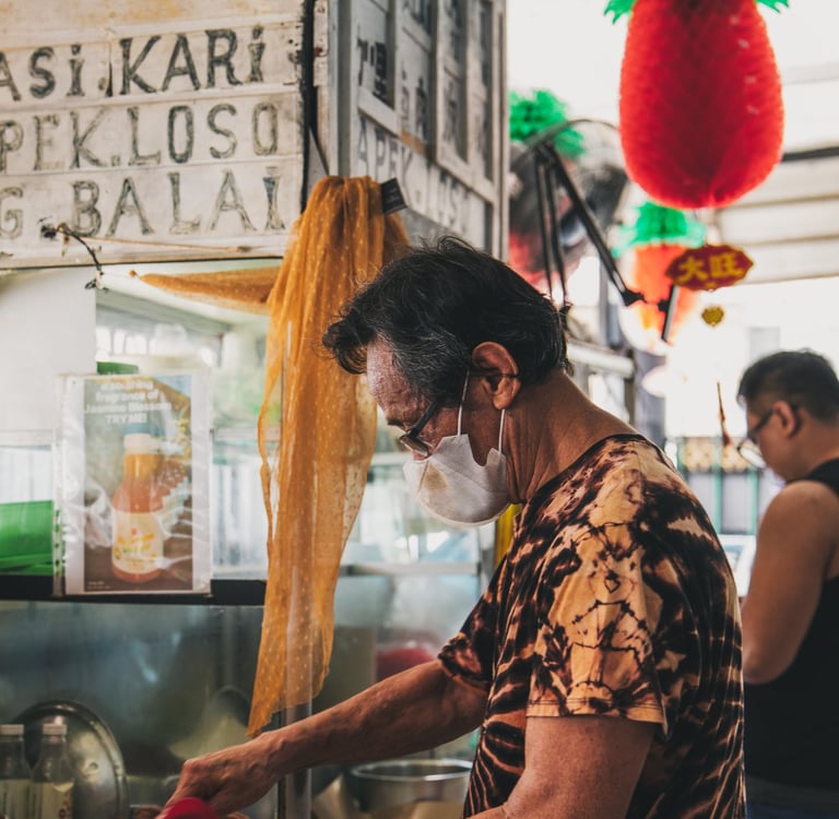 Apek Loso or the owner at Nasi Kari Apek Loso Batam