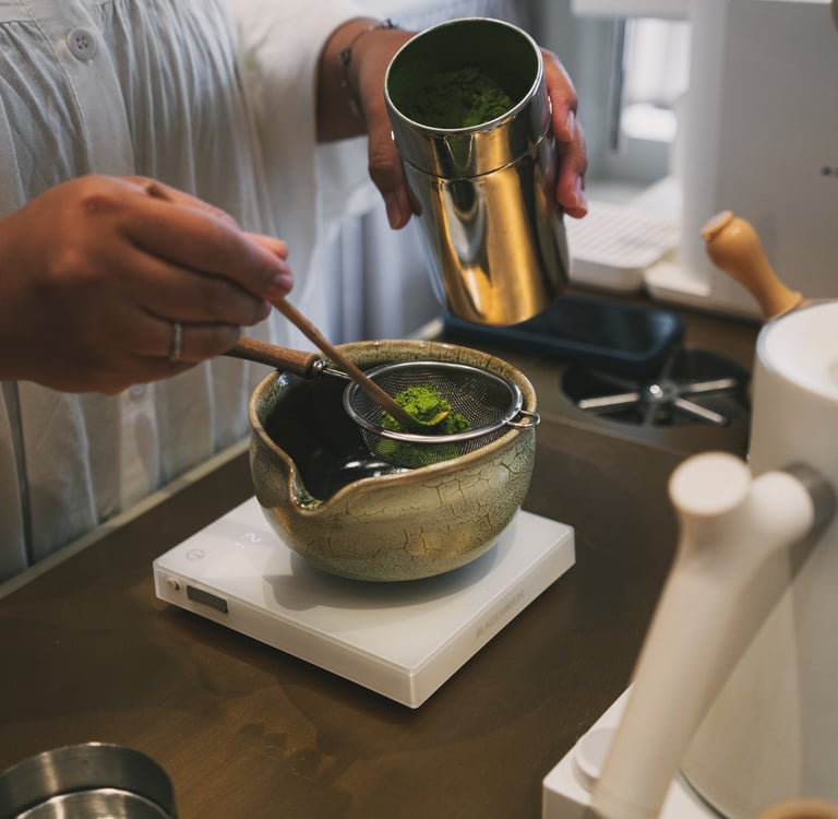 barista preparing Matcha at Tearoom by Aralee Batam