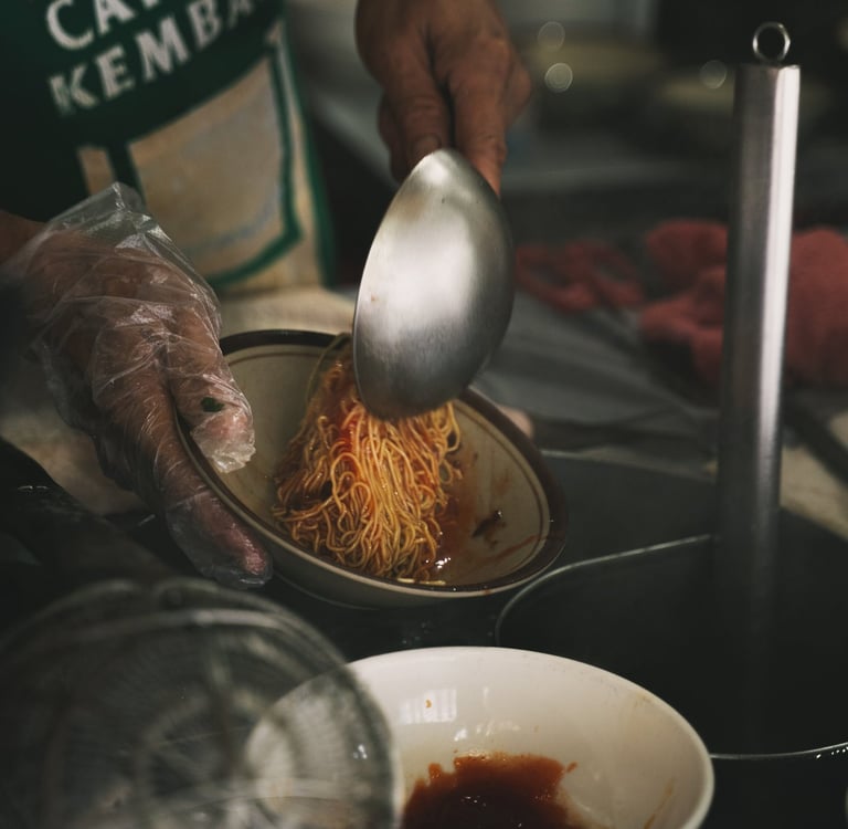Chef preparing handmade noodle at Mie Pok Ahan Batam