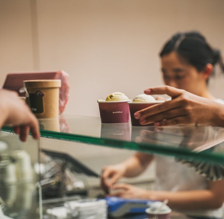 a small bowl of gelato being served at Frui Batam