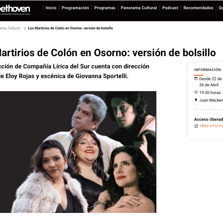 Eloy Rojas Quintero y La Ópera Los Martirios de Colón