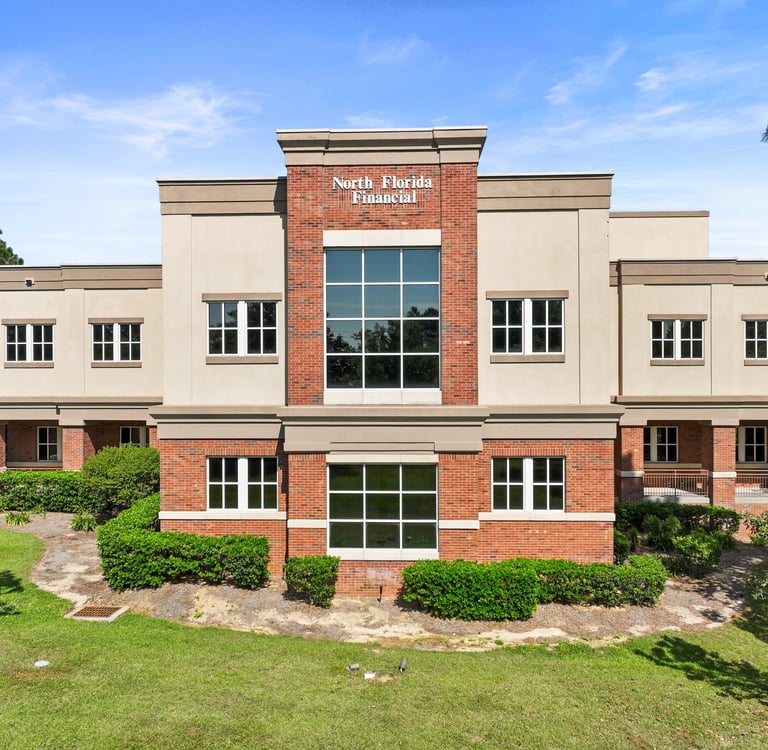 Drone image of professional office building