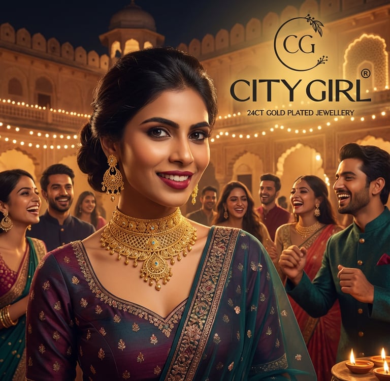 City Girl Jewellery 24ct Gold-Plated Bridal Set – Bridal Jewellery for Women