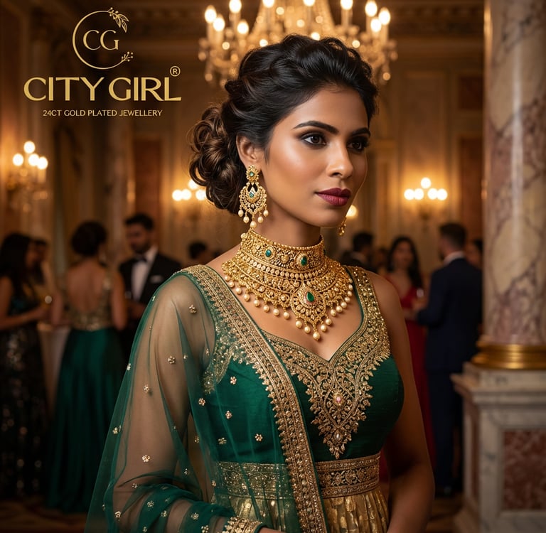 City Girl Jewellery 24ct Gold-Plated Bridal Set – Bridal Jewellery for Women