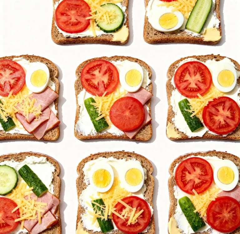 Demenzfreundliche Mini-Sandwiches bunt angerichtet