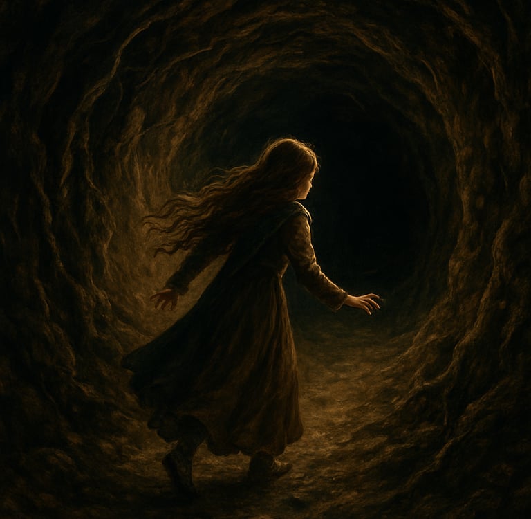 A mystical forest path bathed in soft green light, evoking a fantasy novel's atmosphere.