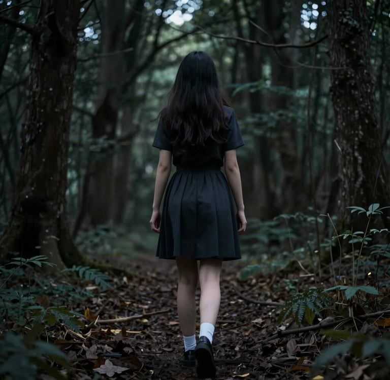 A mystical forest path bathed in soft green light, evoking a fantasy novel's atmosphere.