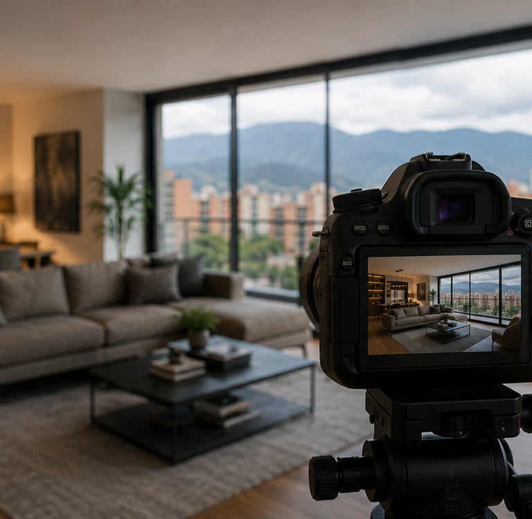 Producción audiovisual profesional de un apartamento de alto valor para anunciarlo en arriendo en Co