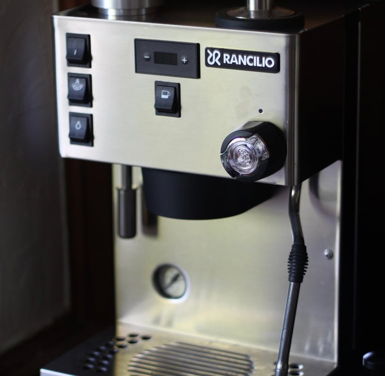 Rancilio Silvia Pro X espresso machine with dual boilers and stainless steel finish on countertop