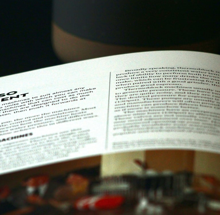 Espresso coffee book representing Brew Life Company recommended reading on coffee, personal growth. 