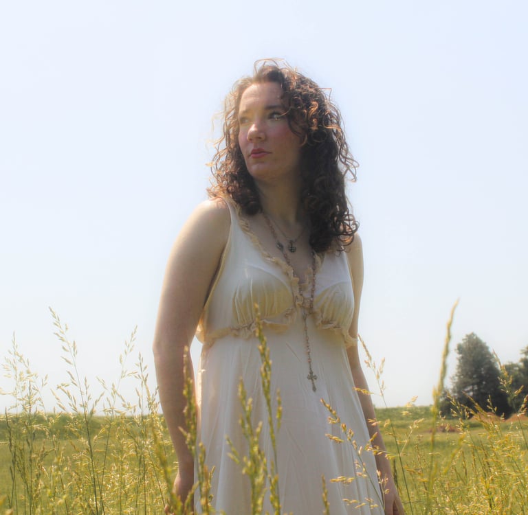Ethereal high school senior portrait at golden hour at crockett park, virginia