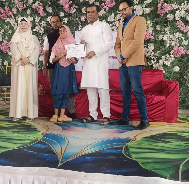 Students receiving certificates at Bright Roots Foundation Kondhwa