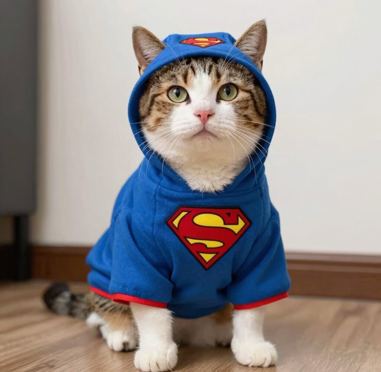 gato con pijama de super man