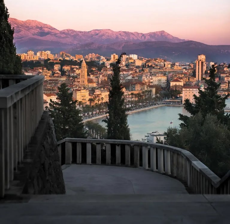 view of Split city and Adriatic coast from Marjan Hill viewpoint