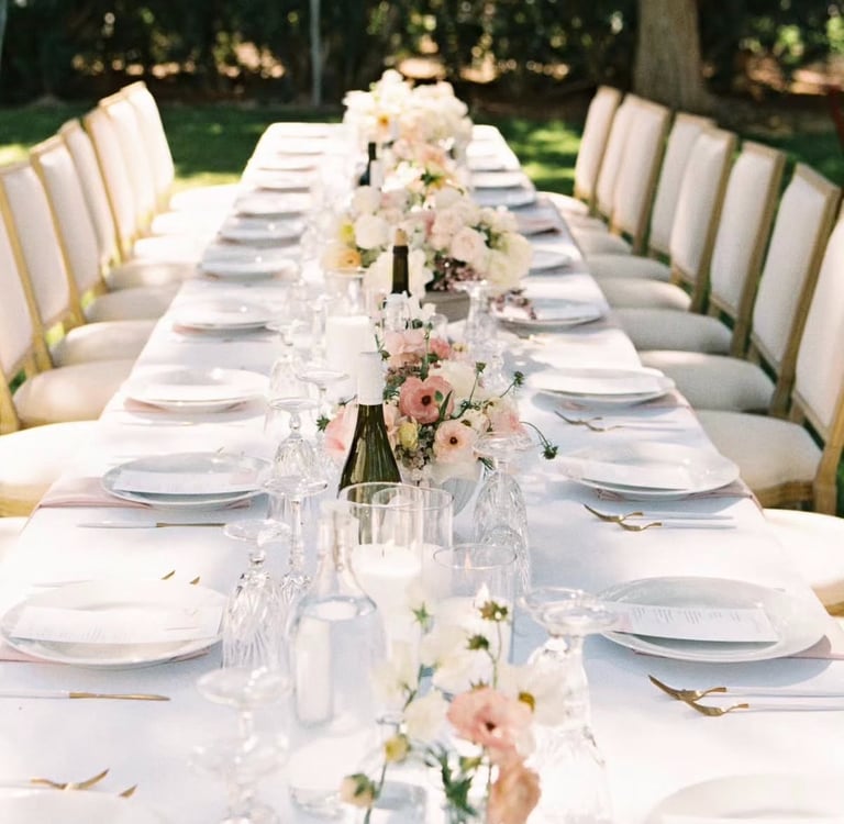 Elegant outdoor wedding reception setup coordinated by Las Vegas wedding planner Neon Desert Events.