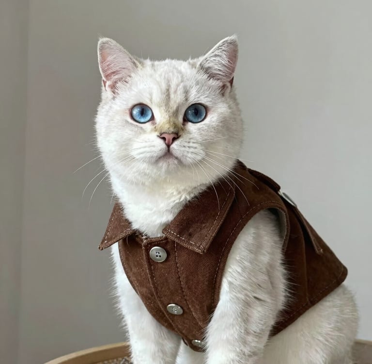 Dos perros Bichón Frisé blancos y esponjosos, con lindas chaquetas azules y rosas para mascotas, de 