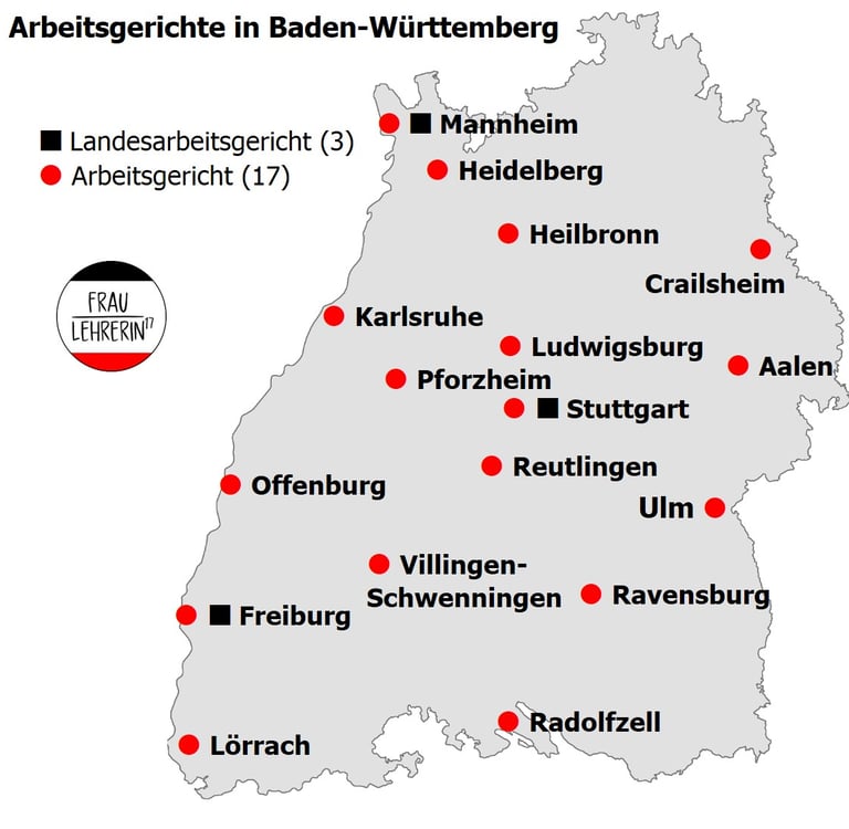 Arbeitsgerichte Baden-Württemberg - Schaubild - Infografik - #fraulehrerin17