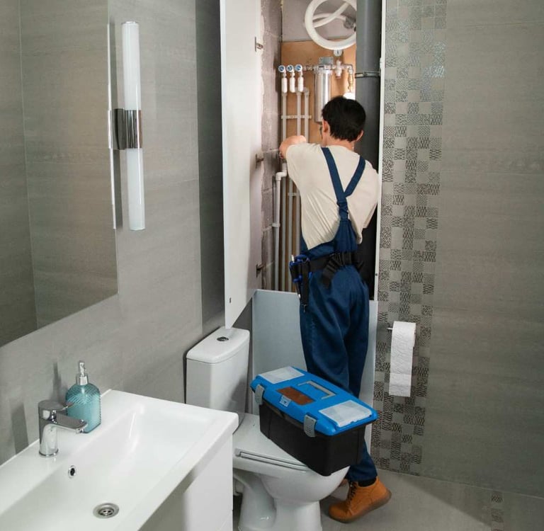 Licensed plumber installing a water heater in a Colorado Springs residential home