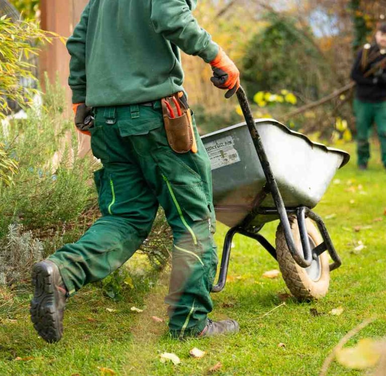 Professional landscaping crew installing sod and plants at a Tulsa residential property