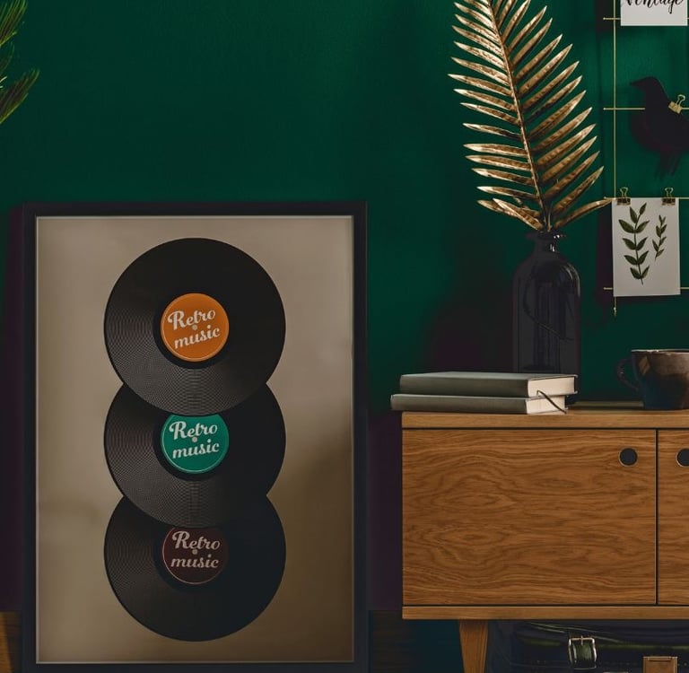 Moody green painted room