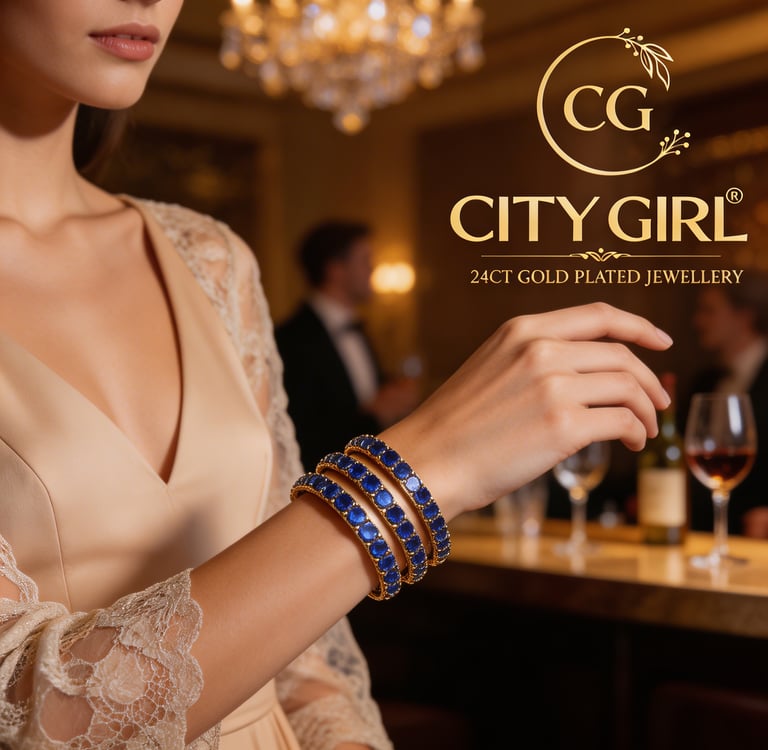 goldcoveringbangles.com - City Girl Jewellery - Party Kangans with CZ- 18K Gold Plated Bangles
