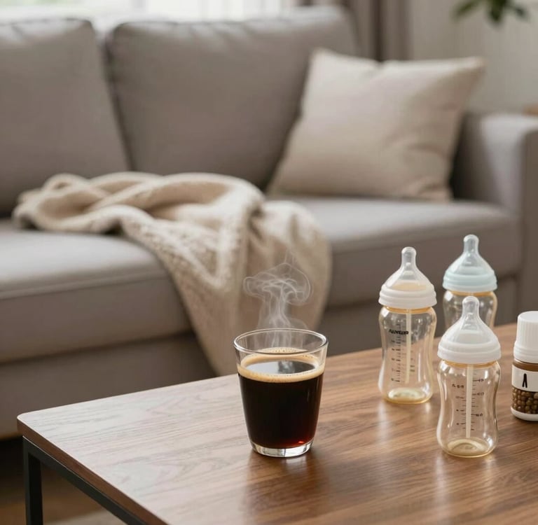 A collection of soothing sleep tools and books arranged on a bedside table.