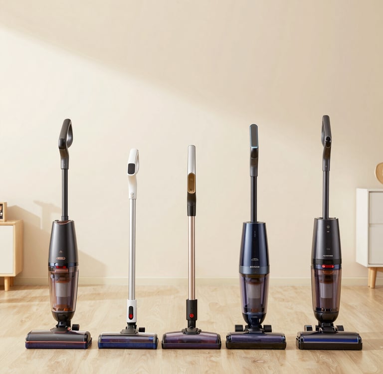 A floor sweeper sitting on top of a hard wood floor