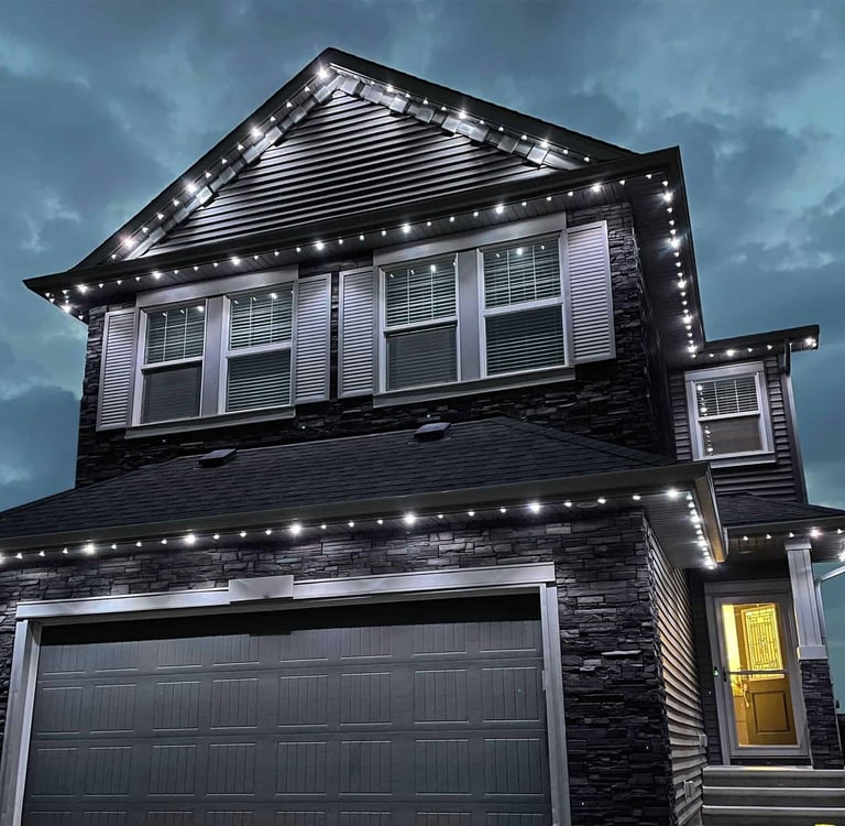 Residential house with LED permanent lights, LED turn into pot lights.