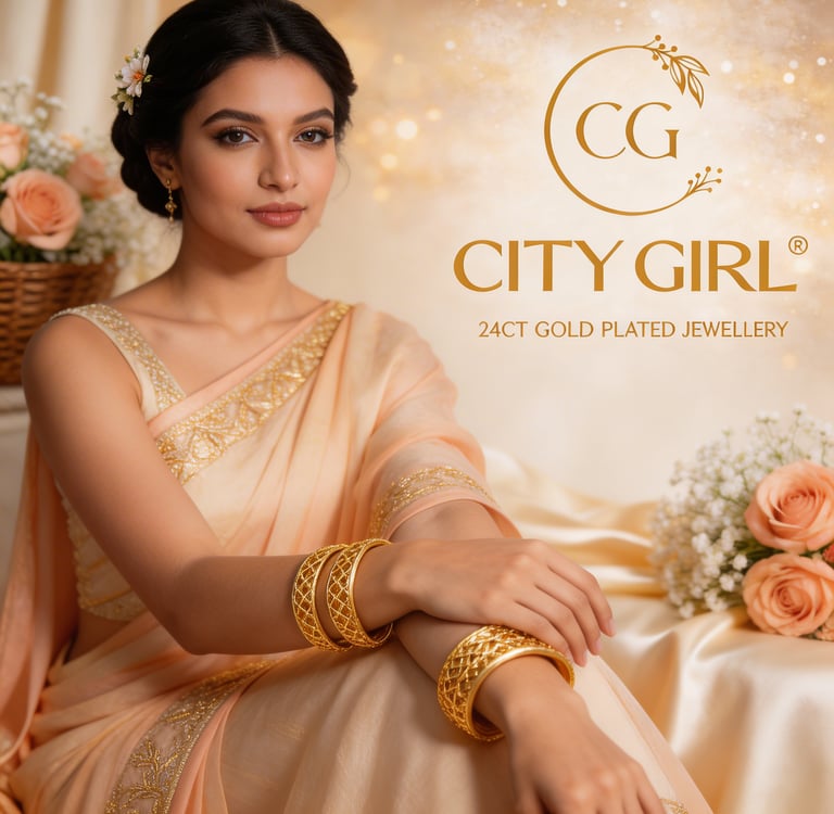 Coordinated bridesmaid jewellery set gold-plated — wedding party jewellery - City Girl Jewellery