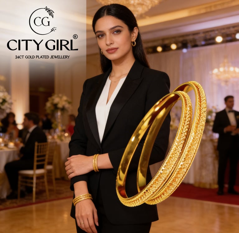 18K gold-plated daily wear bangles — lightweight everyday bangles for women  - City Girl Jewellery