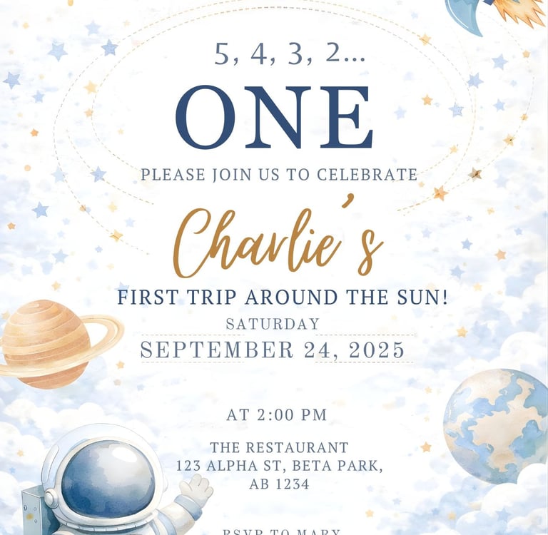 First Trip Around the Sun Editable Invite