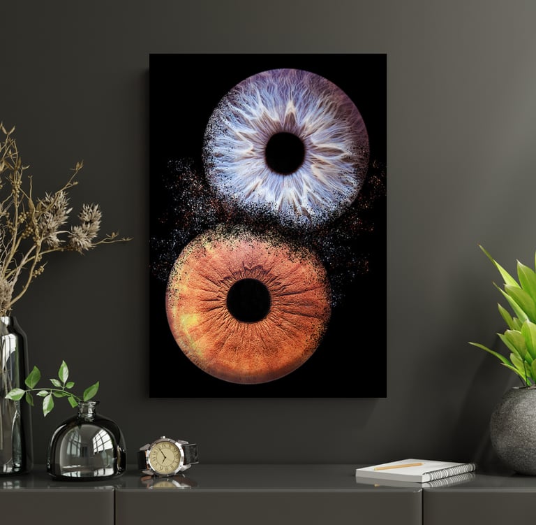 Tableau d'iris sur mur pour une oeuvre d'art personnalisée