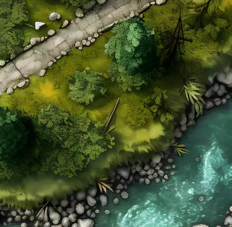 Battle map forest and river