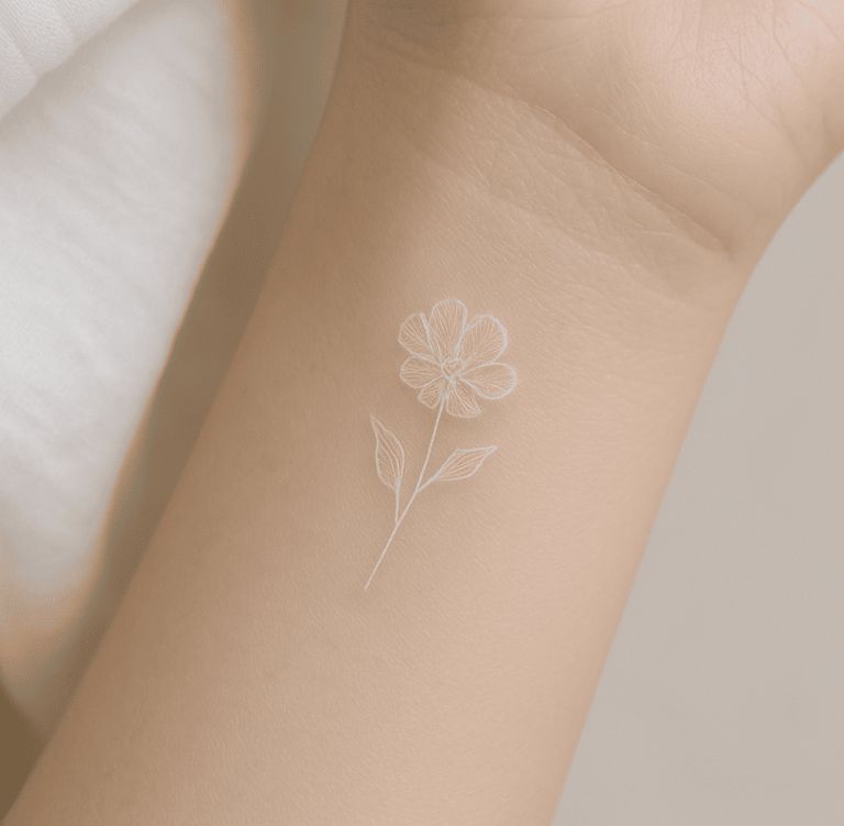 tatuaje en tinta blanca realizado en un estudio de tatuajes en Valencia