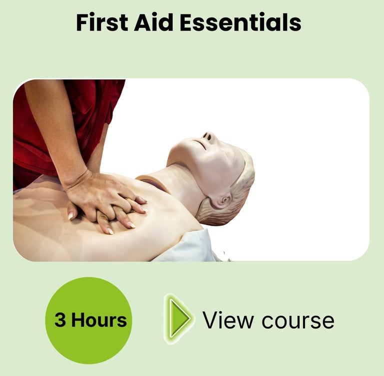 First aid essential course card for online training